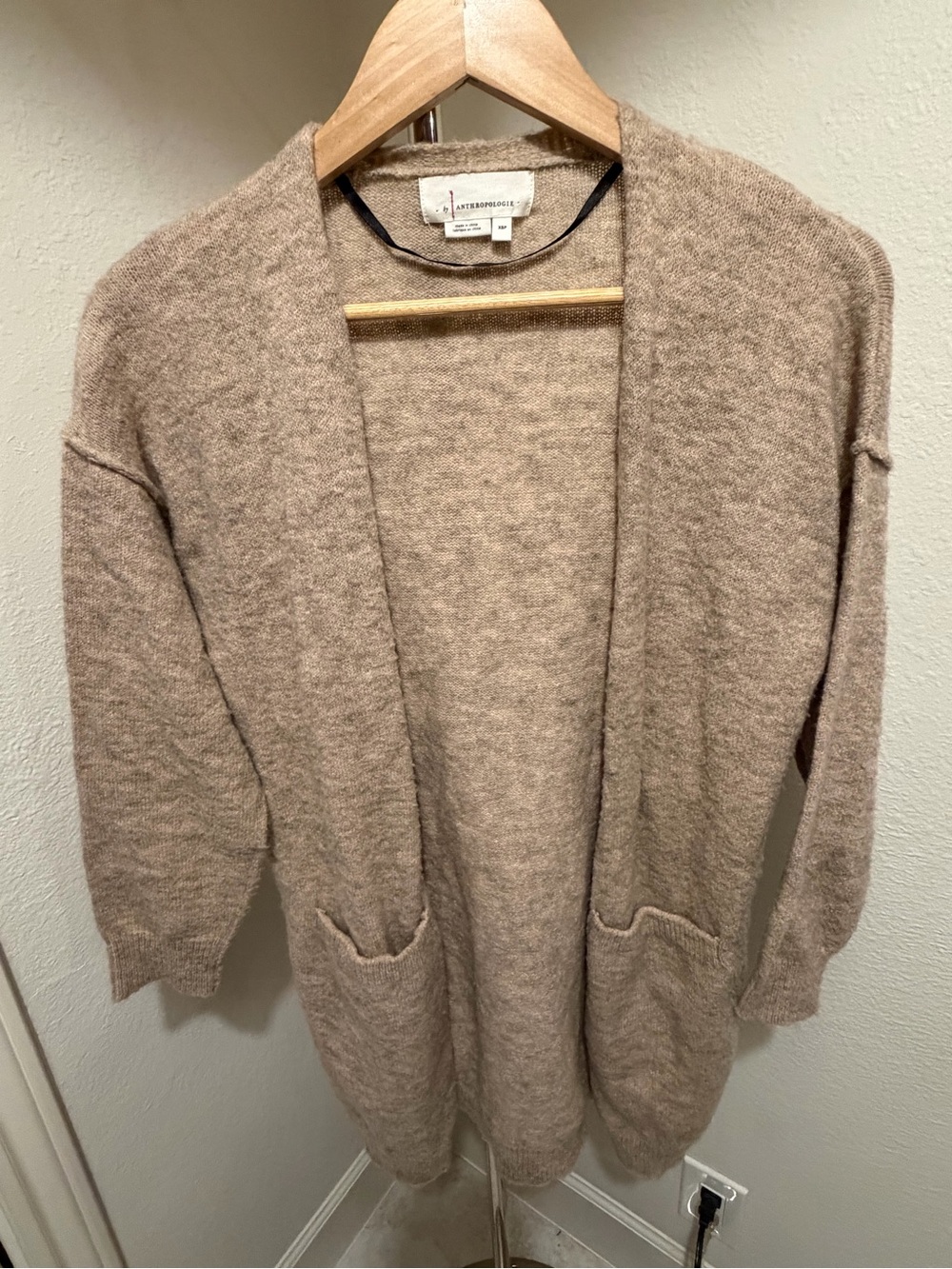 Anthropologie Open-Front Cardigan Sweater - Light Taupe